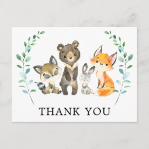 Carte Postale Merci des animaux forestiers