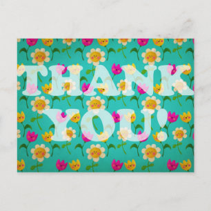 Carte Postale Merci des fleurs de Kawaii