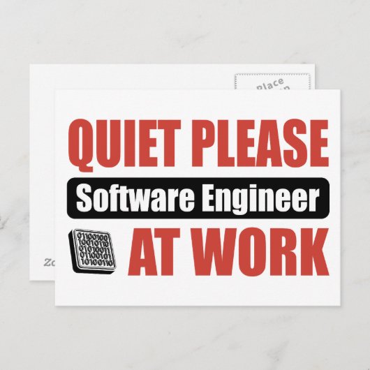 Carte Postale Merci D'Être Ingénieur Logiciel Au Travail (Devant / Derrière)