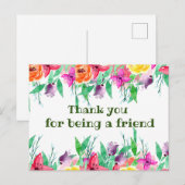 Carte Postale Merci d'être un ami floral design (Devant / Derrière)