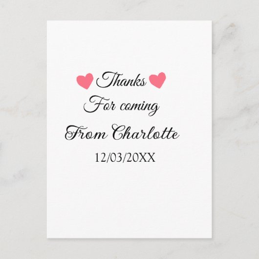 Carte Postale merci d'être venu nom à ajouter message texte (Devant)