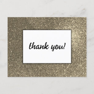 Carte Postale Merci d'événement Elegant Gold Parties scintillant