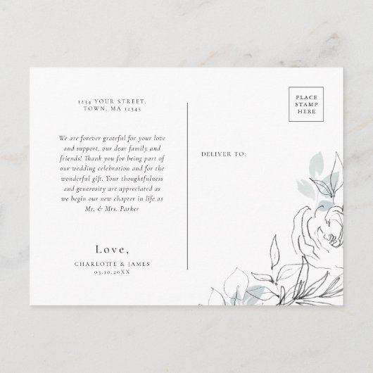 Carte postale Merci d'illustration botanique (Dos)