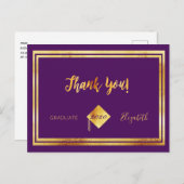 Carte Postale Merci diplômé violet or (Devant / Derrière)
