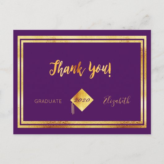 Carte Postale Merci diplômé violet or (Devant)