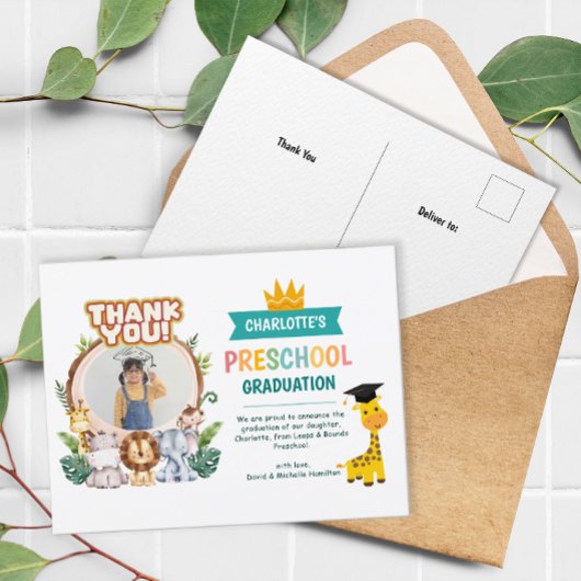 Carte Postale Merci d'obtention du diplôme de l'école maternelle