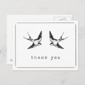 Carte postale Merci d'oiseaux hirondelles (Devant / Derrière)