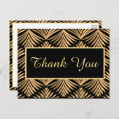 Carte Postale Merci d'or noir Gatsby Mariage Art déco noir (Devant / Derrière)