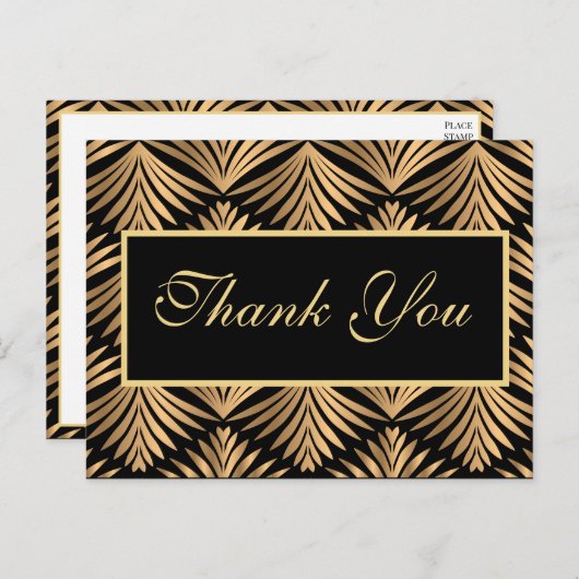 Carte Postale Merci d'or noir Gatsby Mariage Art déco noir (Devant / Derrière)