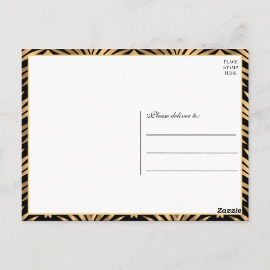 Carte Postale Merci d'or noir Gatsby Mariage Art déco noir (Dos)