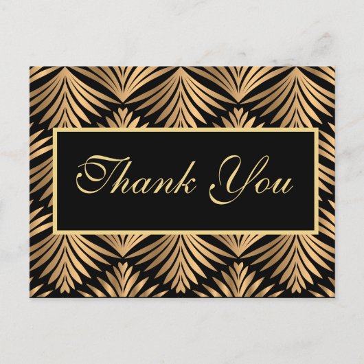 Carte Postale Merci d'or noir Gatsby Mariage Art déco noir (Devant)