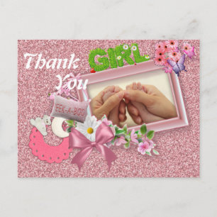 Carte Postale Merci douche bébé fille