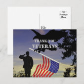 Carte Postale Merci drapeau américain aigle vétérans  (Devant / Derrière)