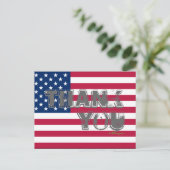 Carte postale Merci drapeau américain (gris) (Debout devant)