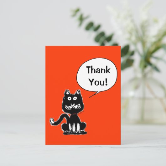 Carte Postale Merci! (drôle de chat) (Debout devant)