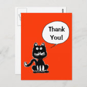Carte Postale Merci! (drôle de chat) (Devant / Derrière)