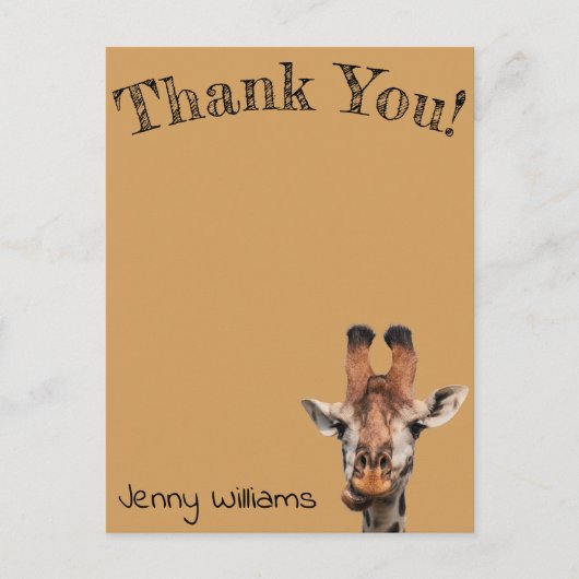Carte Postale merci drôle girafe, brun (Devant)
