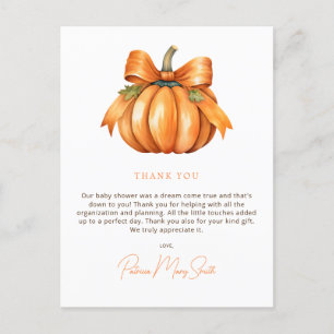 Carte Postale Merci du Baby shower de l'automne du petit Citroui