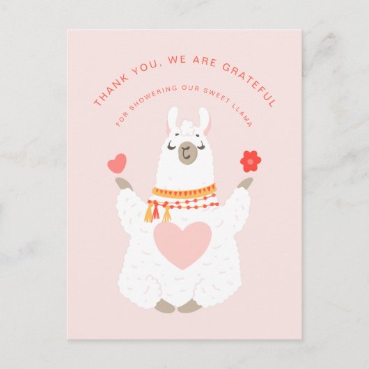 Carte Postale Merci du Baby shower de Yoga Llama (Devant)