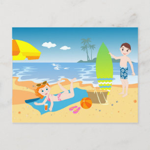 Carte Postale Merci du Beach anniversaire de enfant Party