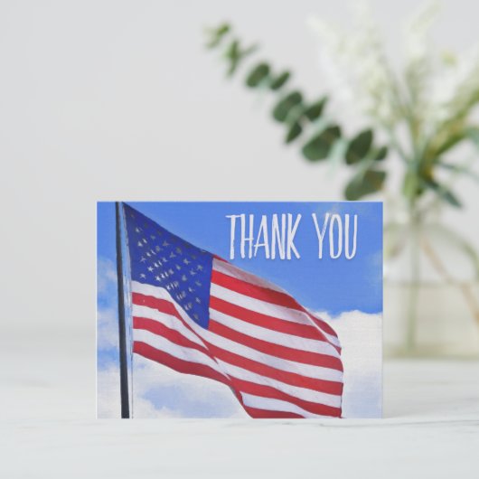 Carte Postale Merci du drapeau américain (Debout devant)