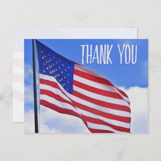 Carte Postale Merci du drapeau américain (Devant / Derrière)
