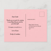 Carte Postale Merci du message d'adresse d'éléphant rose mou (Dos)