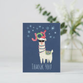Carte Postale Merci du parti | Llama de Noël aux flocons de neig (Debout devant)