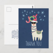 Carte Postale Merci du parti | Llama de Noël aux flocons de neig (Devant / Derrière)