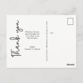 Carte Postale Merci du premier anniversaire du bébé (Dos)