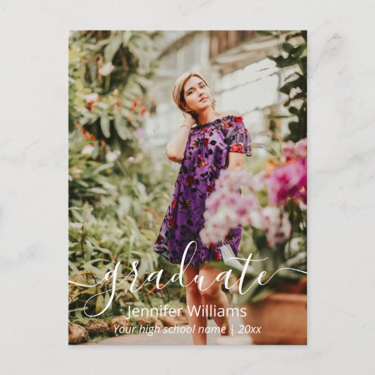 Carte Postale merci écriture manuscrite moderne 2 photos remise  (Devant)