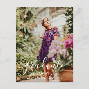 Carte Postale merci écriture moderne 2 photos diplôme