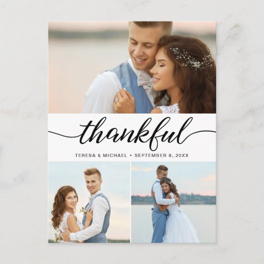 Carte Postale Merci élégant script mariage photo Merci (Devant)