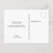 Carte Postale Merci élégant script mariage photo Merci (Dos)