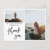 Carte Postale Merci Elegant Script | Photo de mariage  (Devant)