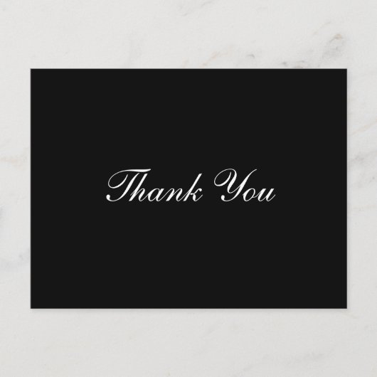 Carte Postale Merci Elegant Script Texte Noir et Blanc (Devant)