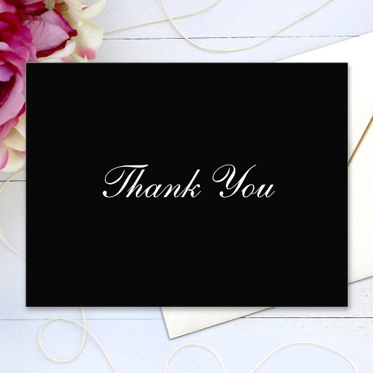 Carte Postale Merci Elegant Script Texte Noir et Blanc