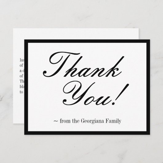 Carte postale "Merci !" élégante et glamour (Devant / Derrière)