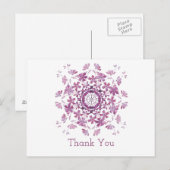 Carte Postale Merci. Élément floral violet. (Devant / Derrière)