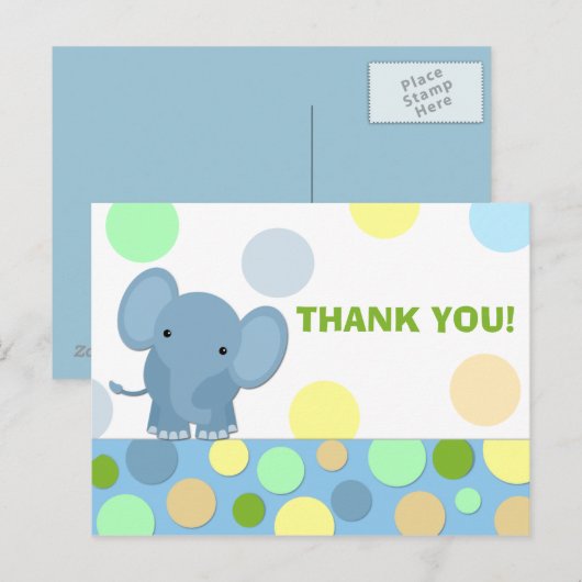 Carte postale Merci éléphant (Devant / Derrière)