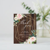 Carte Postale Merci en bois rustique géométrique Floral (Debout devant)