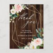 Carte Postale Merci en bois rustique géométrique Floral (Devant)