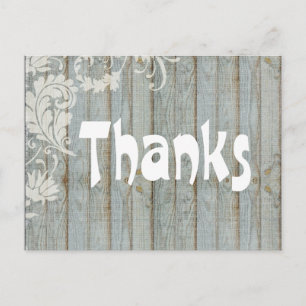 Carte postale Merci en bois vintage gris