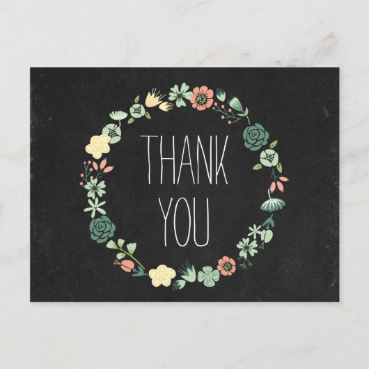 Carte Postale Merci en damier floral (Devant)