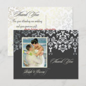 Carte Postale Merci en dentelle Faux Argent Damask Photo/do-it-y (Devant / Derrière)