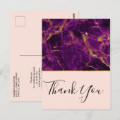 Carte Postale Merci en marbre Abstrait moderne violet et or (Devant / Derrière)