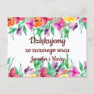 Carte Postale Merci en Polonais DziękujÿPologne Cadeau Po polsku