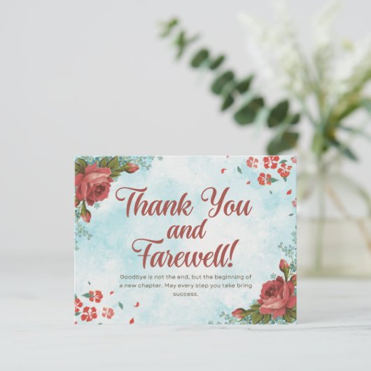 Carte Postale Merci et adieu (Debout devant)