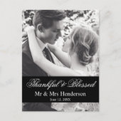Carte Postale Merci et béni Script Mariage photo Merci (Devant)