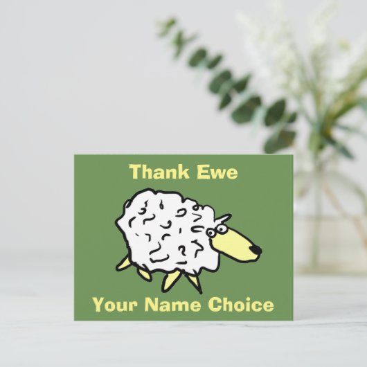 Carte Postale Merci Ewe Fun Sheep Design (Debout devant)